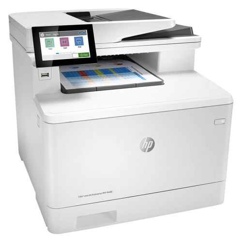 پرینتر اچپی رنگی چهار کاره با چاپ لیزری مدل Color LaserJet Enterprise MFP M480f، سایز چاپ A4، قابلیت چاپ دو روی خودکار، دارای صفحه نمایش LCD